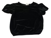 Černé sametové crop tričko Zara