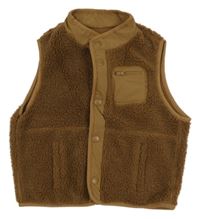 Hnědá huňatá zateplená vesta