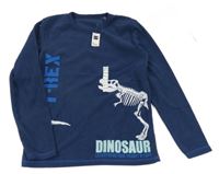 Nové - tmavomodrá fleecová mikina s kostrou dinosaura St. Bernard