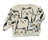 Smetanová mikina s kočkami Shein