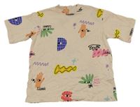 Pudrové tričko s nápisy a obrázky H&M