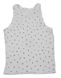 Bílý žebrovaný top s kvítky H&M