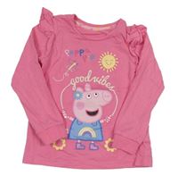 Růžové triko s Pepinou a volánky Mothercare