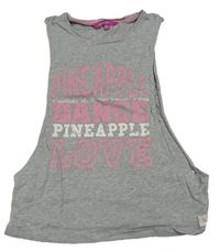 Šedý crop top s nápisem Pineapple