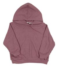 Růžový žebrovaný svetr s kapucí H&M