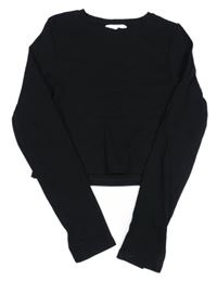 Černé žebrované crop triko Matalan
