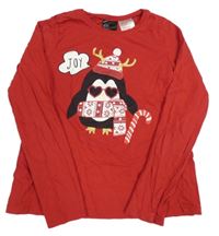 Červené triko s tučňákem H&M