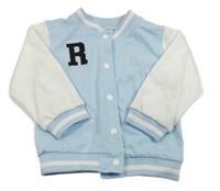 Světlemodro-bílá propínací baseballová mikina s písmenkem Shein