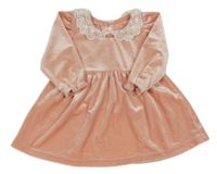 Broskvové plyšové šaty se síťovinou Matalan