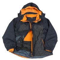 Černo-oranžová funkční šusťáková zimní bunda s odepínací kapucí Crivit