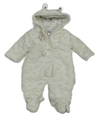 Bílá chlupatá zateplená kombinéza s hvězdičkami a kapucí Nursery Time