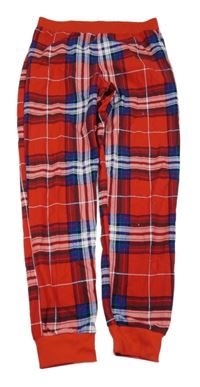 Červeno-barevné kostkované kalhoty F&F