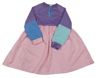 Světlerůžovo-fialovo-tyrkysové teplákové šaty Shein