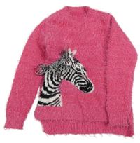 Růžový chlupatý svetr se zebrou St. Bernard