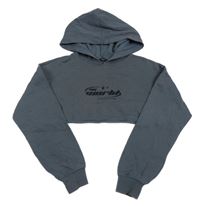 Modrošedá crop mikina s nápisem a kapucí New Look