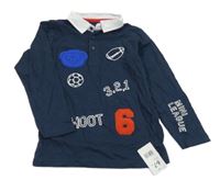 Nové - Tmavomodro-bílé polo tričko s nášivkou Mothercare