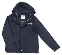 Tmavomodrá nepromokavá jarní bunda s kapucí Pocopiano