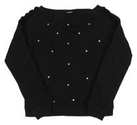 Černá mikina s kamínky a volánky Page one young