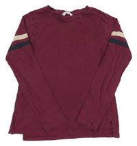 Vínové triko s proužky M&S