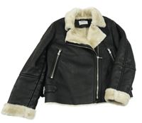 Černý koženkový zateplený křivák Zara