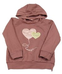 Růžová mikina se srdíčky a kapucí Topolino