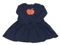 Tmavomodré bavlněné šaty s jablíčkem H&M