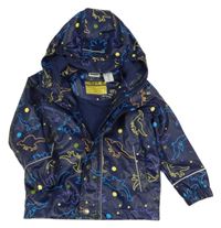 Tmavomodrá nepromokavá jarní bunda s dinosaury a kapucí Lily & Dan