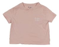 Světlerůžové crop tričko s nápisem 