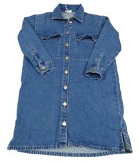 Modré riflové propínací šaty s límečkem Next