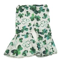 Bílé flare kalhoty s jetelem 