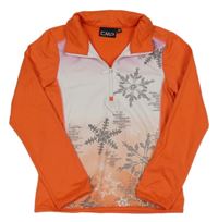 Oranžovo-bílá sportovní mikina s vločkami CMP