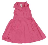 Růžové plátěné šaty s límečkem C&A