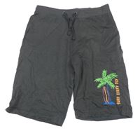 Šedé bavlněné kraťasy s palmou Primark