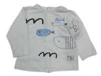 Nové - Bílé triko s rybičkami 