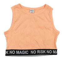 Neonově oranžový žebrovaný crop top Page one young
