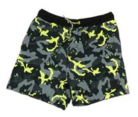 Army-černé vzorované plážové kraťasy Next