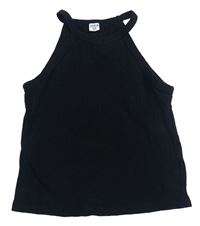 Černý žebrovaný crop top SHEIN