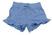 Modré melírované kraťasy s mašlí a volánky PRIMARK