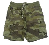 Khaki army cargo plátěné kraťasy s úpletovým pasem George