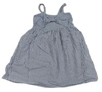 Námořnicky modro-bílé pruhované krepové letní šaty s mašlí PRIMARK