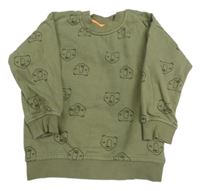 Khaki oversize mikina s medvídky zn. Nutmeg