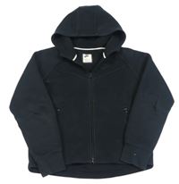 Tmavomodrá tech fleece propínací mikina s logem a kapucí Nike