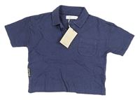 Nové - tmavomodré teplé oversize polo tričko s kapsou LEIGH TUCKER