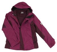 3v1 - Vínovo-tmavovínová šusťáková funkční jarní bunda s kapucí Jack Wolfskin