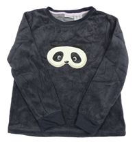 Tmavošedá plyšová pyžamová mikina s potiskem masky pandy L&D