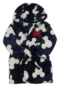 Tmavomodro-bílý plyšový župan s Mickey a kapucí George