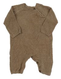 Hnědý žinylkový overal s perforovanými medvídky George