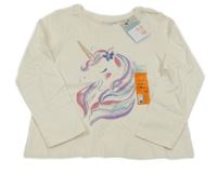 Nové - smetanové triko s jednorožcem PRIMARK