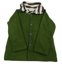 Smaragdový flaušový podšitý kabát