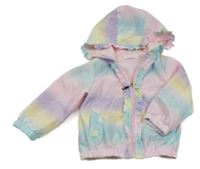 Duhová šusťáková jarní bunda s volánky a kapucí Pink Rabbit